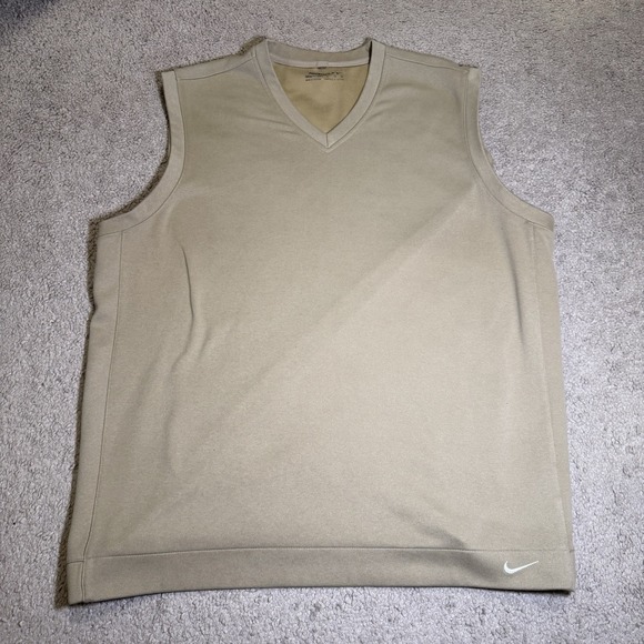 Nike Other - Nike Golf Vest Mens Large Beige Khaki Pullover V Neck Fit Dry Leisure Casual